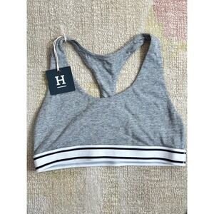 Harper Wilde Cloud Cotton Logo Racerback Bralette Heather Charcoal Large